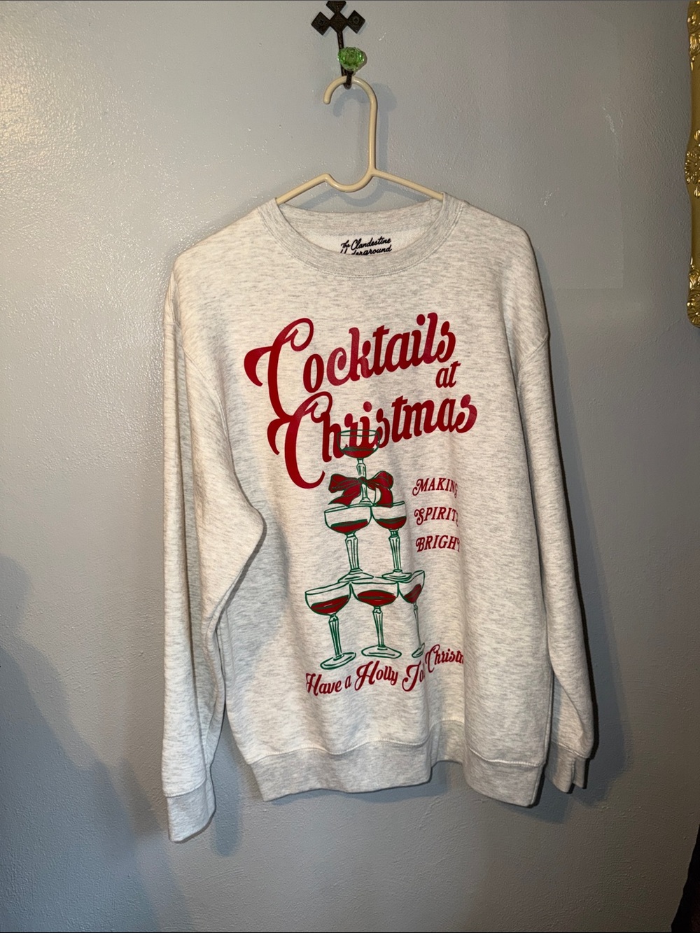 Cladestine Underground Christmas Graphic Sweatshirt Gray